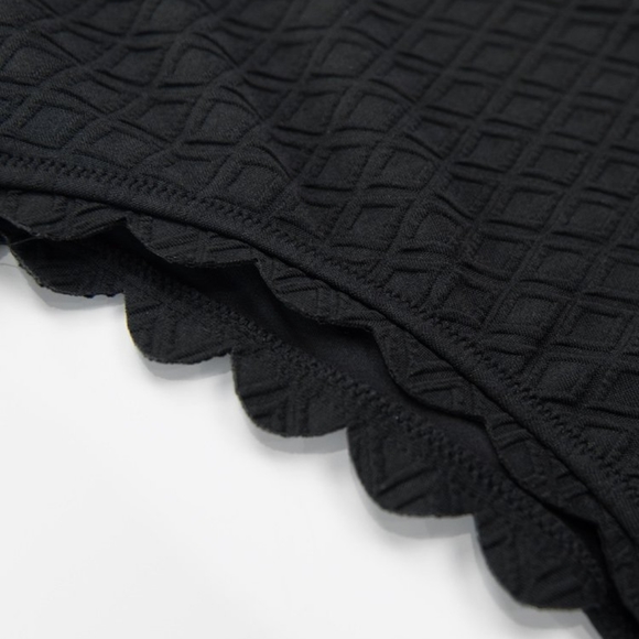 Black Knotted Scalloped One Piece Swimsuit - Picture 4 of 7